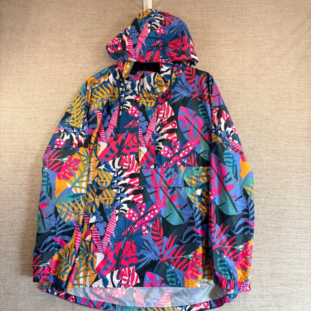 LAUREN JAMES Womens Water Resistant Hooded Anorak Jacket XXL Tropical Packable - Picture 3 of 11